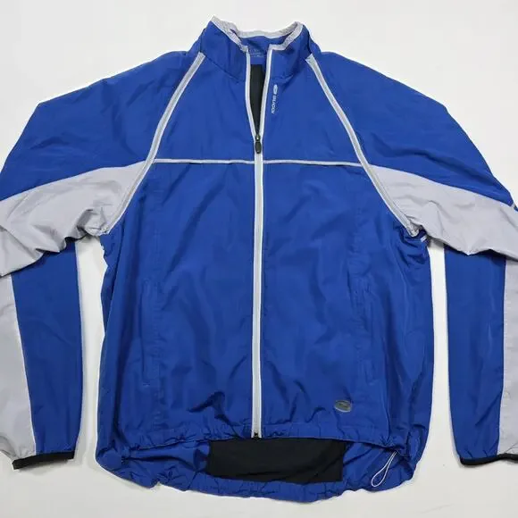 SUGOI Jacket Mens XL Convertible Sleeves Vest Cycling Blue White Reflective 3m - Picture 2 of 16
